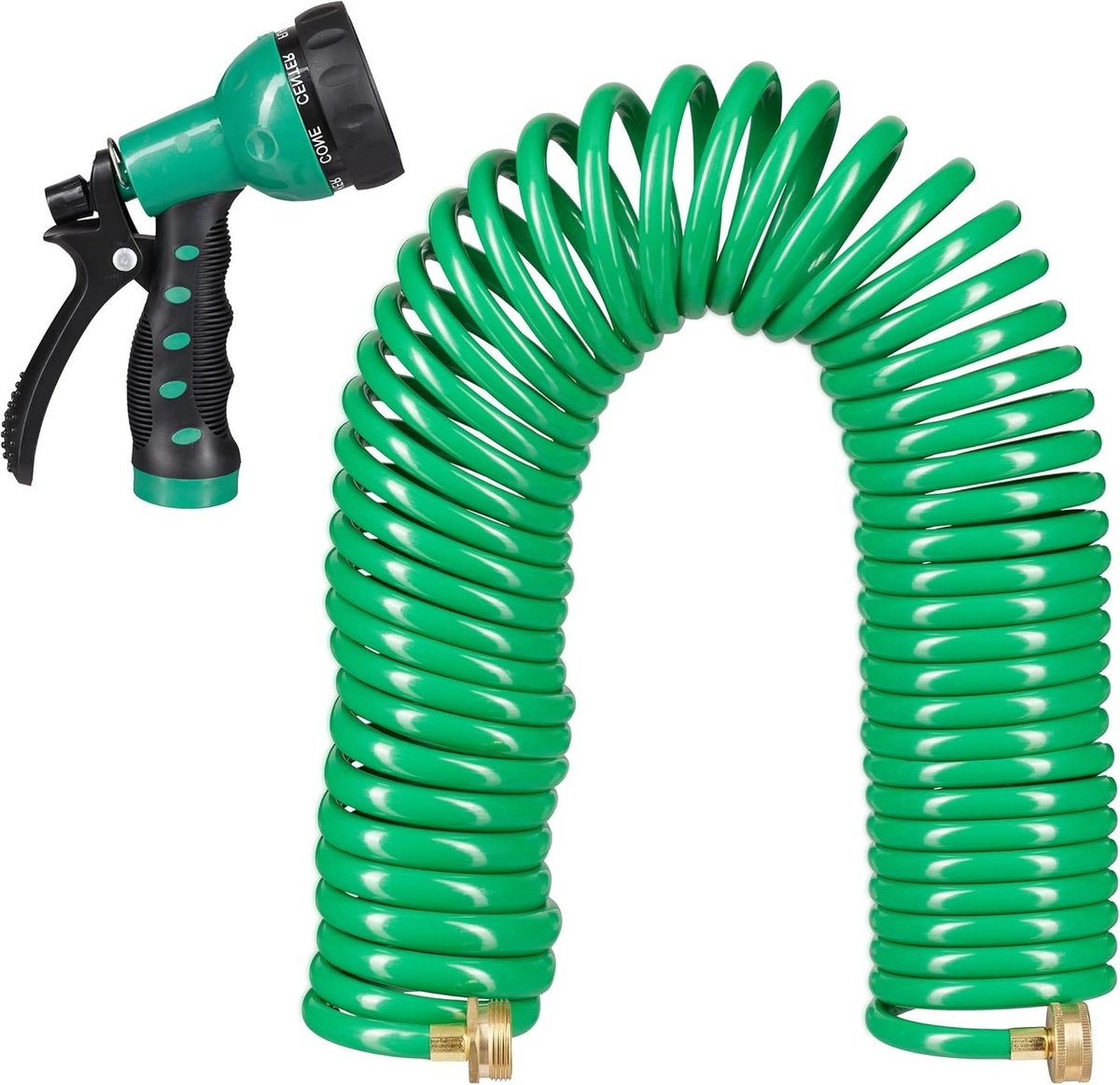 Spiraal tuinslang tot 20 meter flexibel 7 standen waterslang met spuitpistool groen
