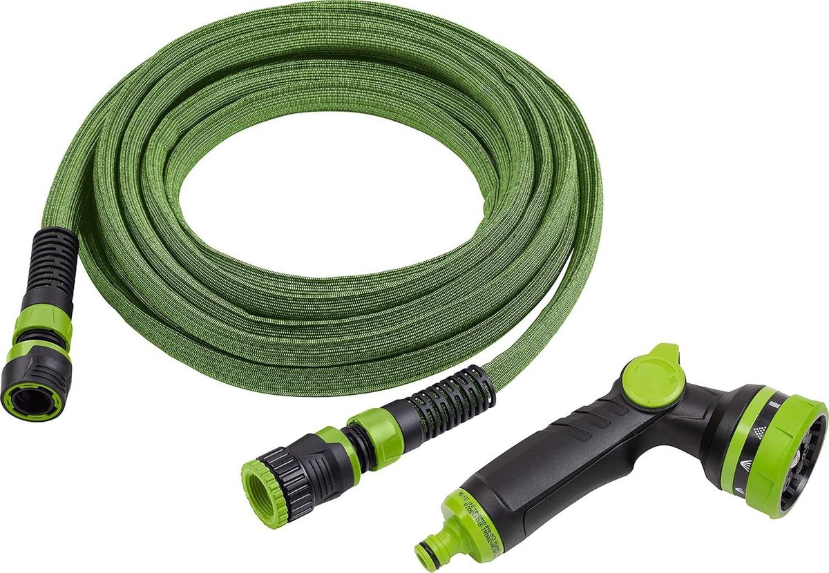 Flexibele tuinslang 15 meter - incl. multifunctionele sproeier - Duurzaam en rekbare waterslang