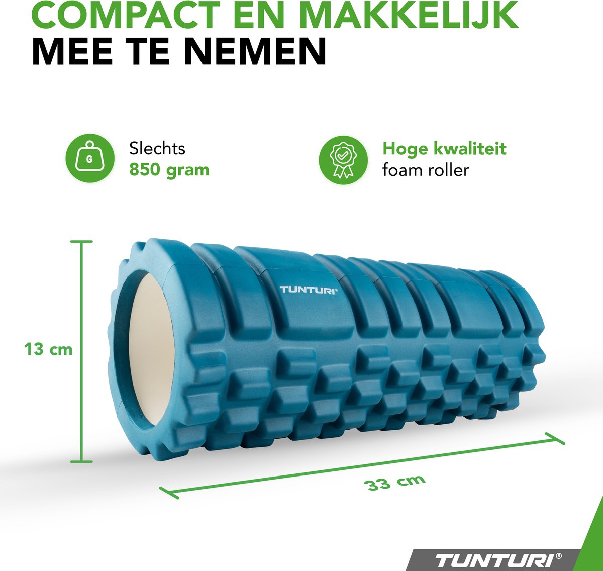 Tunturi Yoga Grid Foam Roller - Massage Roller - Petrol Blauw thumbnail 3