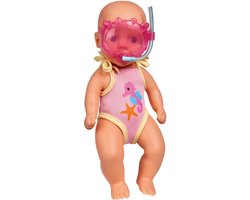 foto van Babypop badspeelgoed waterbestendig met zwempak en duikbril.