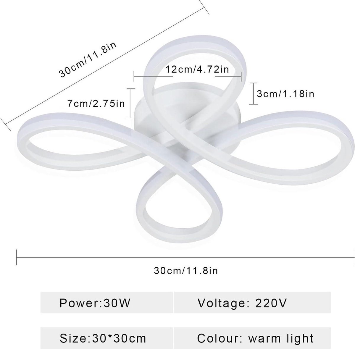 Plafonnier Led, 30W 3500Lm Formes De Fleurs Créatives Lampe De Plafond