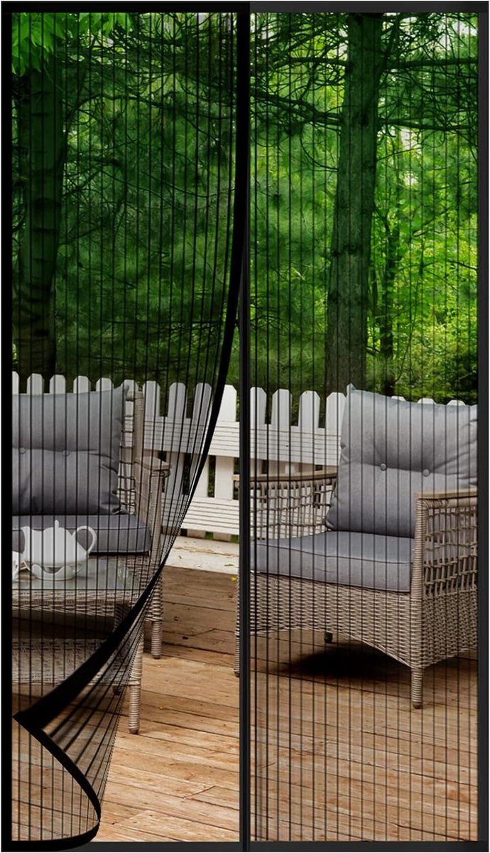 Vliegenhor magnetisch 85 x 220 cm - vliegengordijn zonder boren - buiten balkon camper terras (zwart)