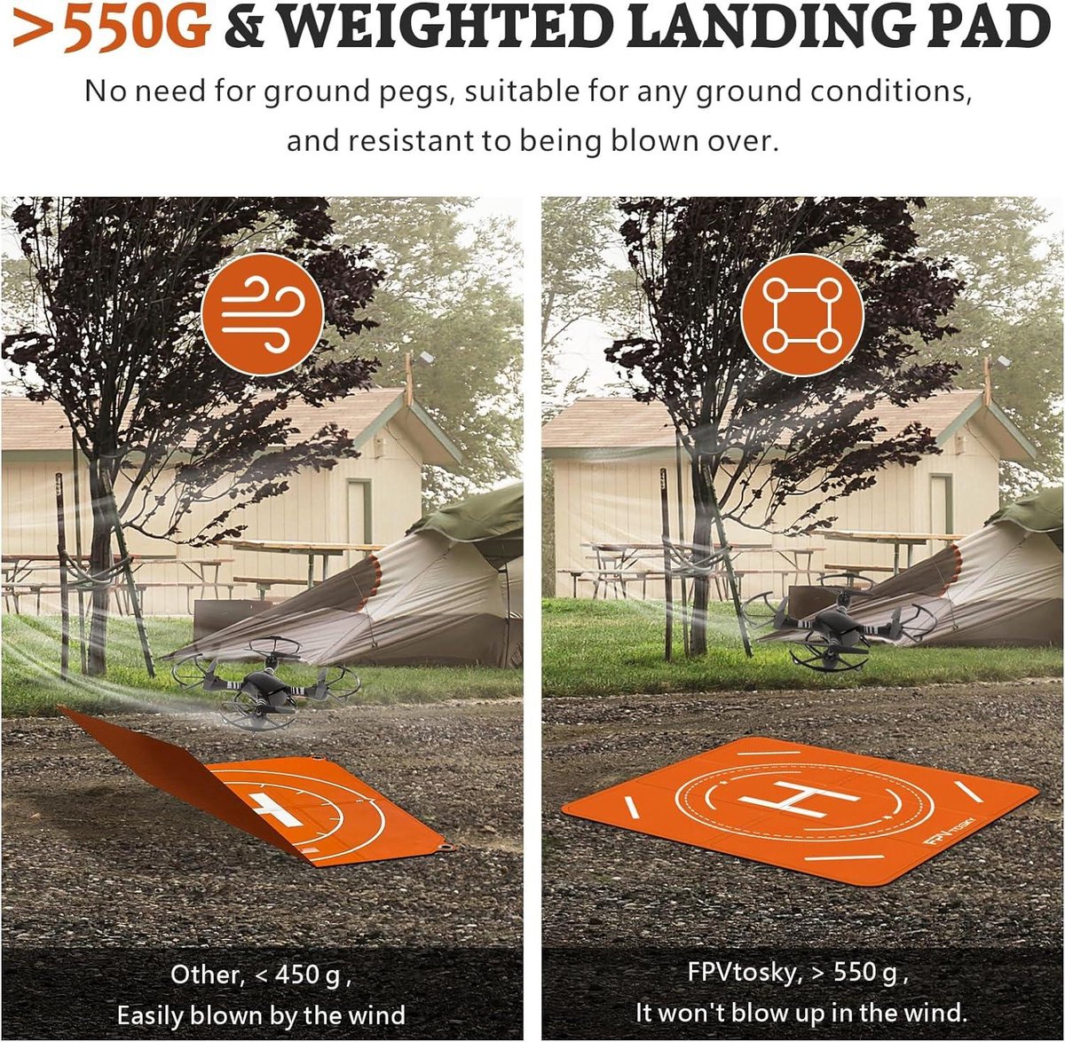 Universeel groot 20" (51 cm) snelvouwbare dubbelzijdige waterdichte landingspad - geschikt voor DJI Mini 3 Pro, Mini 2, Mavic 3, Air, Avata, FPV, Phantom, Inspire Drones etc. – foto 8