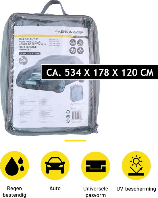 Dunlop Housse Voiture XL 534 X 178 X 120 Cm Gris