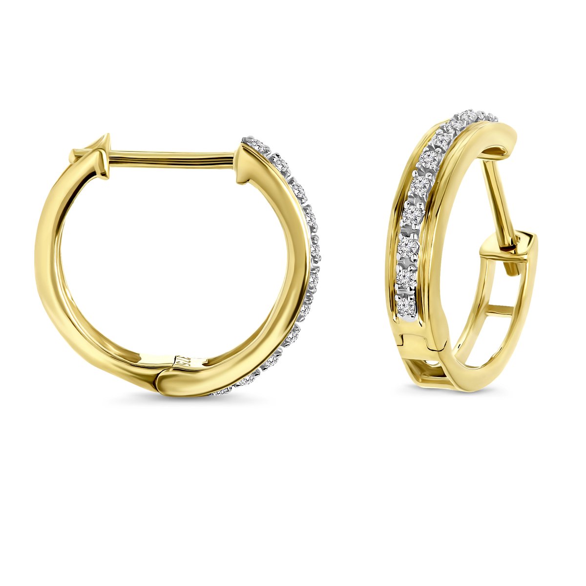 Miore Pure Oorbellen Dames - 9 Karaat - Kleur Geelgoud - Met Diamanten - Oorringen - 13 mm