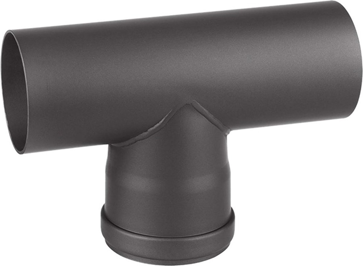 Nedco Pelletkachel T-Stuk met Dop 90 Graden 80mm Zwart