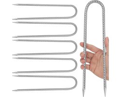6 x grondankers 30 cm - haringen Ø 8 mm - stevig verzinkt - U-vormige tentnagels - harde vloeren - camping - trampoline