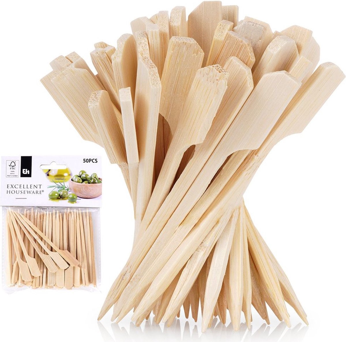 100 Stuks Cocktailspiesen, 12 cm Fingerfood Spiesen, Fruitspiesen, Bamboeprikkers met Acryl Kralen, Feestprikkers, Cocktail Tandenstokers voor Bar, Feest, Decoratieve, Desserts, Grillen, Snacks