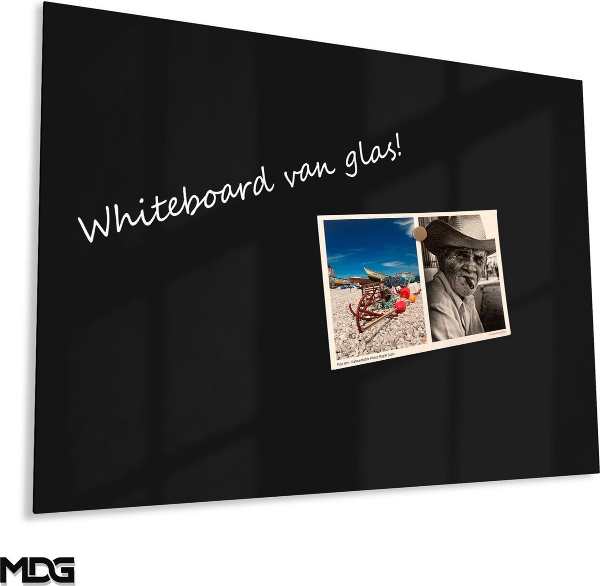 Designglas Glazen Whiteboard - Gehard Glas - Magneetbord - Memobord - Magnetisch - Krasbestendig - Frameless - 120x90cm - Zwart