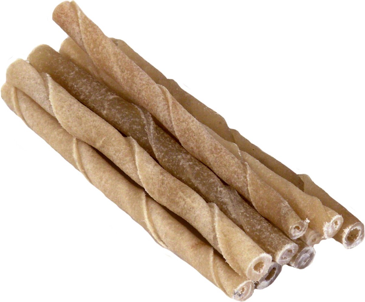 Petsnack - Hondensnack - Snack Twisted Stick - Staafjes Gedraaid - Gedroogde Buffelhuid - 12.5 cm 9/10 mm - 50 stuks
