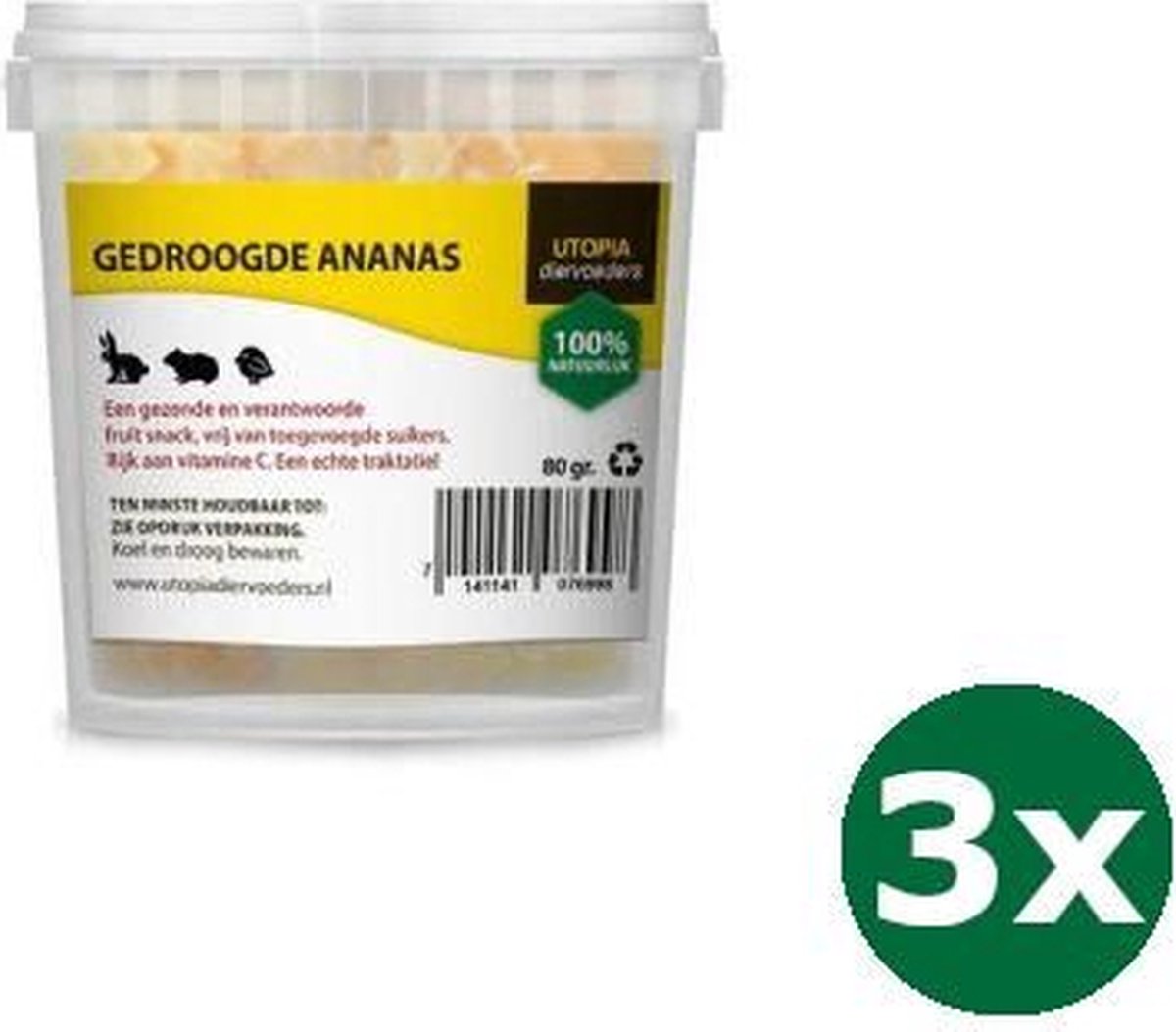 3x80 gr Utopia gedroogde ananas