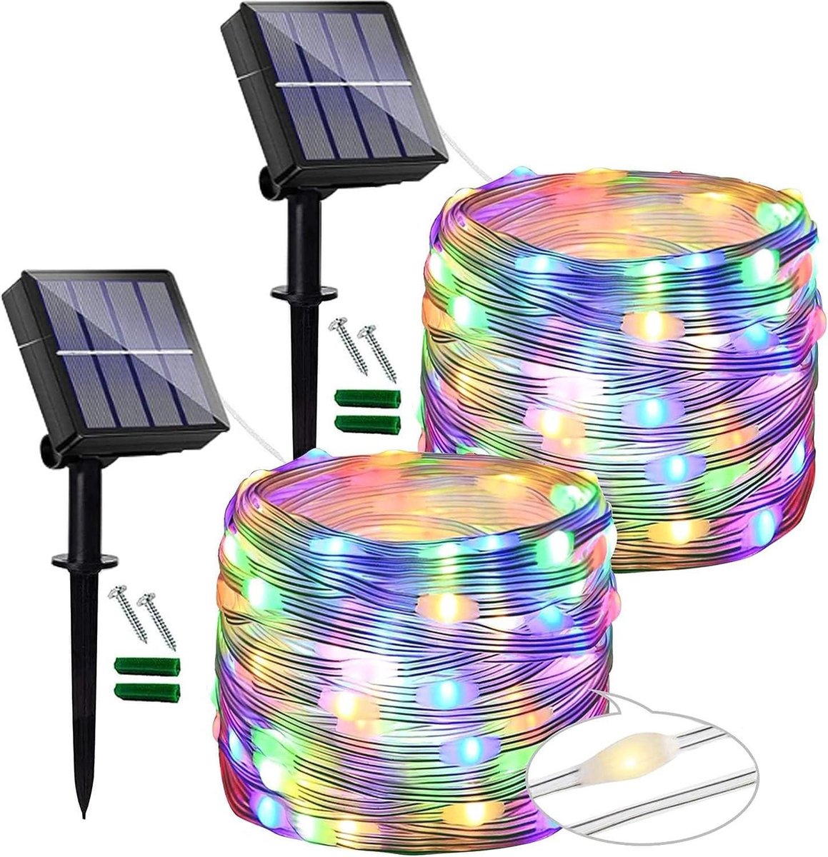 Tentverlichting weerbestendig zonne-energie lichtsnoer 120 leds pvc kleurrijk balkon terras poort binnenplaats bruiloft feest veelkleurig