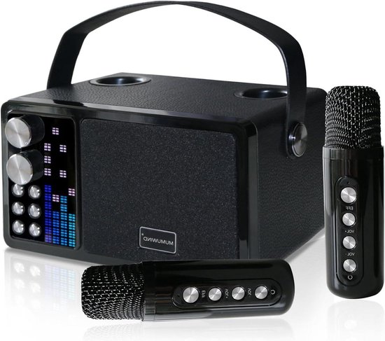 Foto: Karaoke set karaoke machine draagbare karaoke systeem met draadloze microfoons en led muziek ritmisch scherm bluetooth speaker pa systeem ondersteunt tf usb aux voor thuisfeest ktv buitenshuis