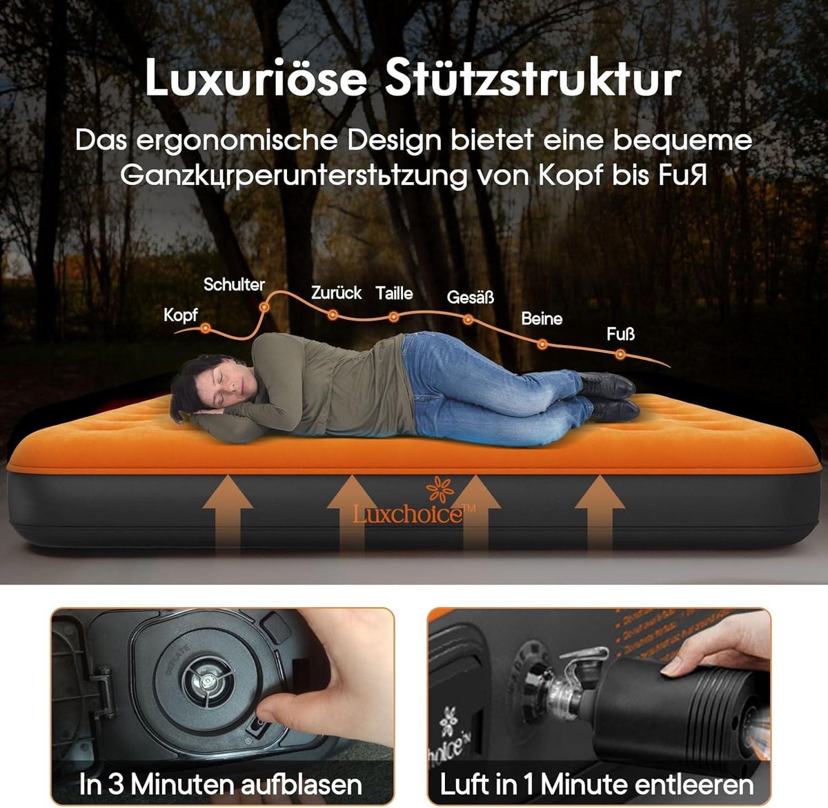 CHILLSUN Volledig opblaasbaar matras, luchtbed met geïntegreerde elektrische pomp, gevlokt oppervlak, zelfopblazend met draagtas, 190 x 137 x 46 cm CHILLSUN Volledig opblaasbaar matras, luchtbed met geïntegreerde elektrische pomp, gevlokt oppervlak, zelfopblazend met draagtas, 190 x 137 x 46 cm