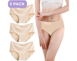 Naadloze Slip voor Dames - Naadloos ondergoed dames - Maat L - Beige - Set van 3 - Ultrazacht - Naadloos ondergoed dames - Seamless ondergoed dames - Invisible string - Naadloze string