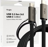 Bol.com RINGKE - USB - 3.2 GEN 2X2 TYPE-C KABEL PD240W 200CM ZWART aanbieding