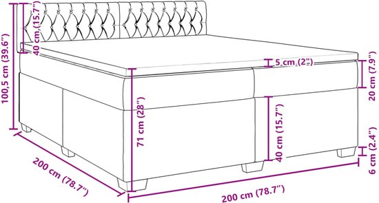 vidaXL - Sommier tapissier - avec - matelas - velours - noir - 200x200 - cm