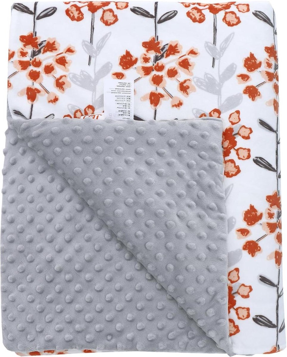 Minky knuffeldeken - bloemprint - 110 x 150 cm - hoogwaardige vulling - multifunctioneel