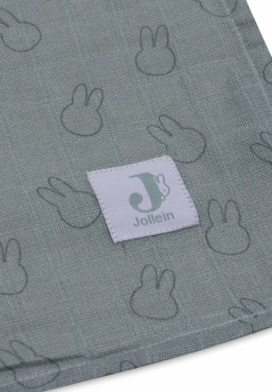 Jollein x Nijntje - Hydrofiele Doek Large 115x115cm - Inbakerdoek, Spuugdoekjes, Baby Doeken - Zacht Katoen - 2 Stuks - Miffy Silhouettes Sea Green van Jollein — afbeelding 2