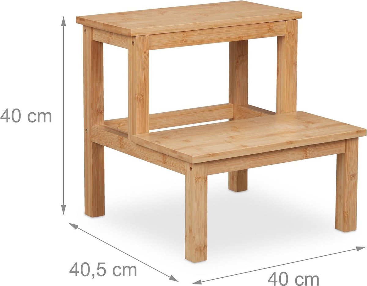 Bateso Kinderopstapje met armleuningen, opstapkruk van robuust hout voor peuters, houten kruk met twee treden, met antislipmat, voor badkamer, keuken en toilet Bateso Kinderopstapje met armleuningen, opstapkruk van robuust hout voor peuters, houten kruk met twee treden, met antislipmat, voor badkamer, keuken en toilet