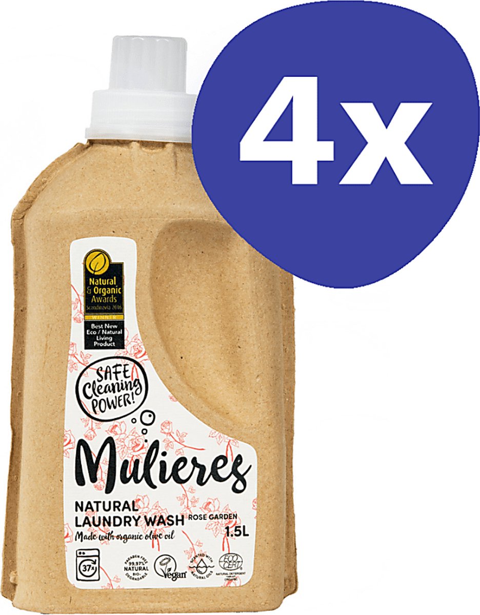 Goedkoopste Mulieres Natuurlijk vloeibaar wasmiddel - Rose Garden (4x 1,5L