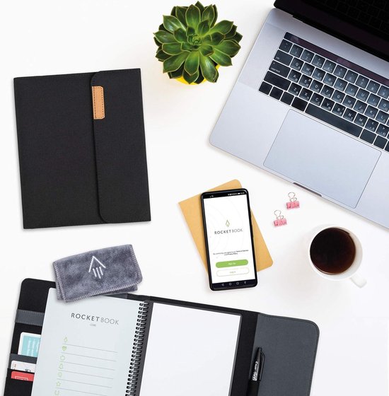 Rocketbook Flip Capsule Folio Cover   100% recyclebare hoes met pennenhouder, magnetische sluiting en binnenopslag   zwart, uitvoerend formaat (6 x 8,8) (Cap FLP E CGN