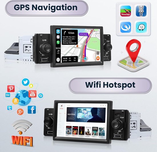 2 + 32G Android Autoradio - 1 DIN Carplay & Android Auto - Draadloos ...