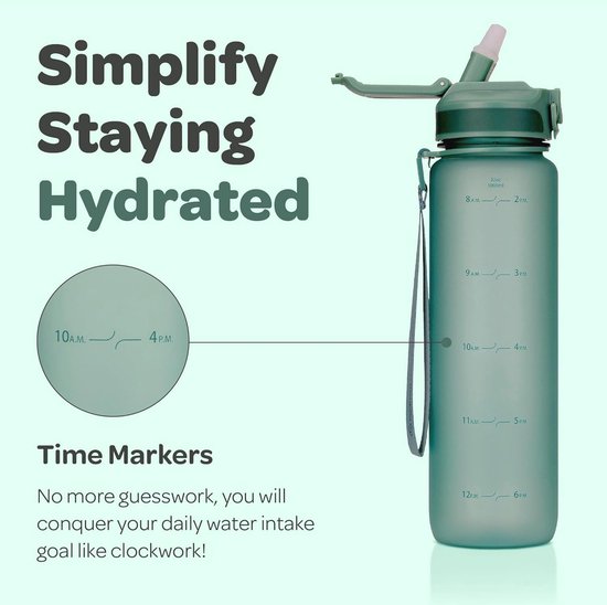 Lalafancy Motivational Water Bottle 900 ml with Time Mark, BPA-Free