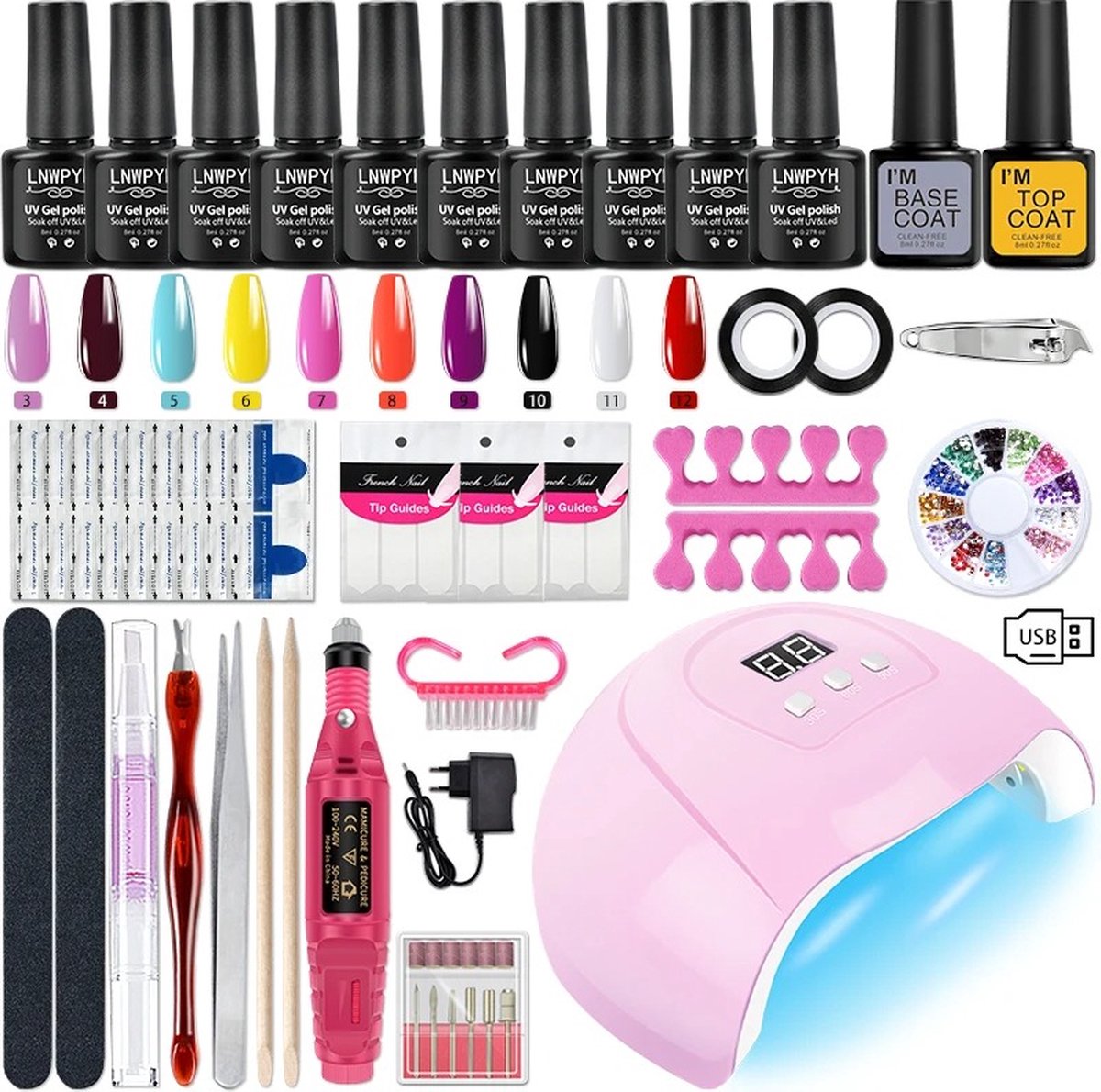 Goedkoopste Bealive® Nagelset met UV led lamp - Gel lak starterspakket - Acryl manicure - Nagelgereedschap - Inclusief nagel lamp, lak en tools