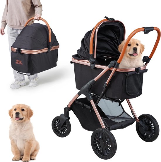 PawHut Hondenbuggy Opvouwbaar Voor Honden & Katten Tot 10 Kg 75 X 45 X 97 Cm Donkergrijs~20rge10d1po01