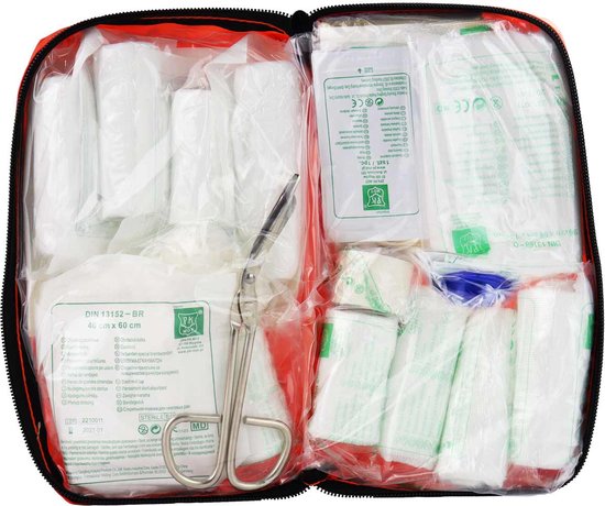 Boîte de Premiers secours DIN 13164 - Set de Premiers secours de voyage complet avec emballage étanche et embout rouge