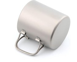 Dubbele Muur Titanium Geïsoleerde Mok - 220ml-600ml - Met Deksel - Water Mokken - Vouwen Handvat - Outdoor Camping - Reizen Servies - Gebruiksvoorwerpen