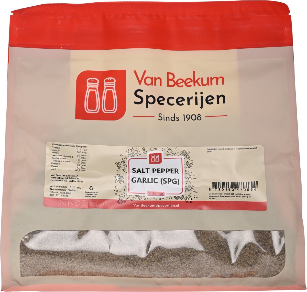 Goedkoopste Van Beekum Specerijen - Salt Pepper Garlic (SPG) - 2 kilo (hersluitbare stazak