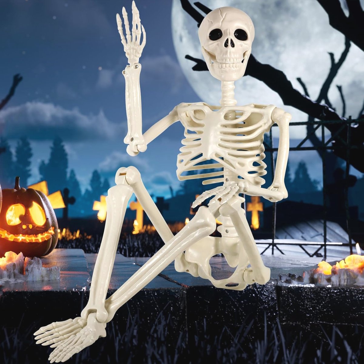 93CM Halloween Skelet met Beweegbare Gewrichten - Griezeling voor Decoratie