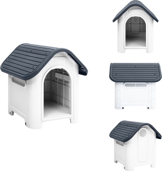 vidaXL Hondenhok - Hondenhokken - Honden Hok - Hondenhuis - Hondenhok 59x75x66 cm polypropeen grijs