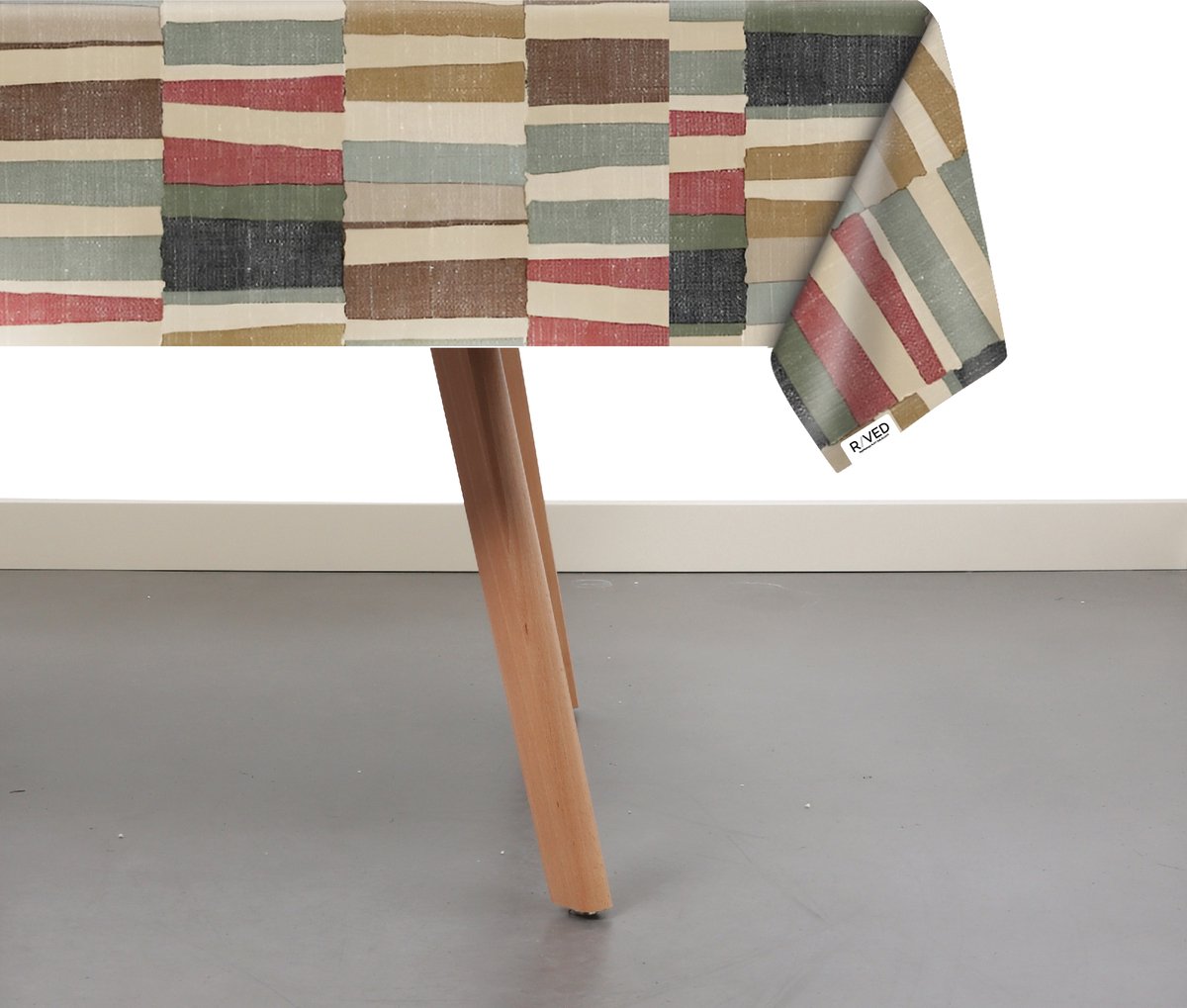 Raved Tafelzeil – 140 cm x 260 cm – Strepen Beige – PVC - Afwasbaar