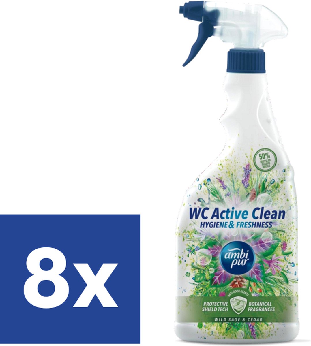 Goedkoopste Ambi Pur WC Spray Wild Sage & Cedar - 8 x 750 ml