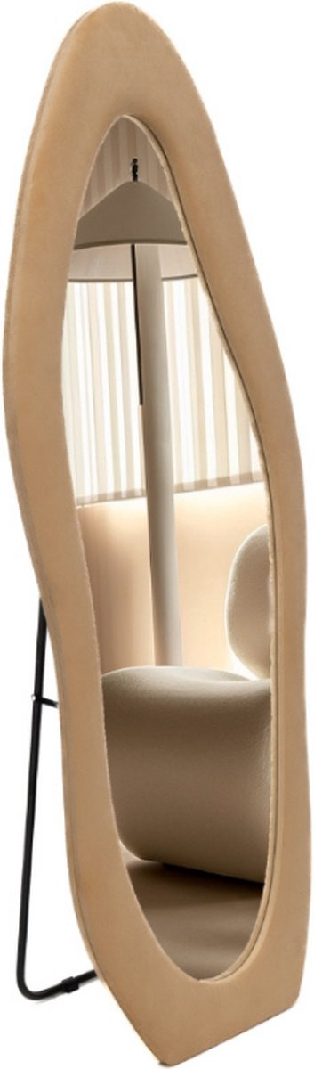 SensaHome Gestoffeerde Staande Spiegel Shaped - Passpiegel Suede Velvet - 60x160 - Taupe