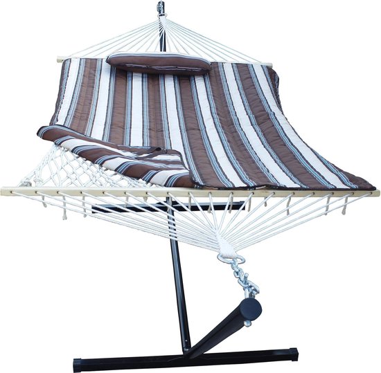 Katoenen hangmat met standaard - 250 cm - Natural