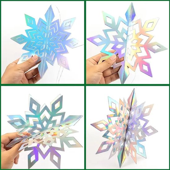 Jojoy - Guirlandes de Noël avec flocons de neige scintillants - Décoration de Noël - Guirlande de Noël - Noël - Neige - 6x Flocon de neige de différentes tailles - HOLOFLAKE