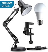 LED Bureaulamp - Buigbare Arm - 360° Draaibare Lampenkap - Klemhouder - Ideaal voor Hobbywerk, Diamond Painting, Borduren & Solderen
