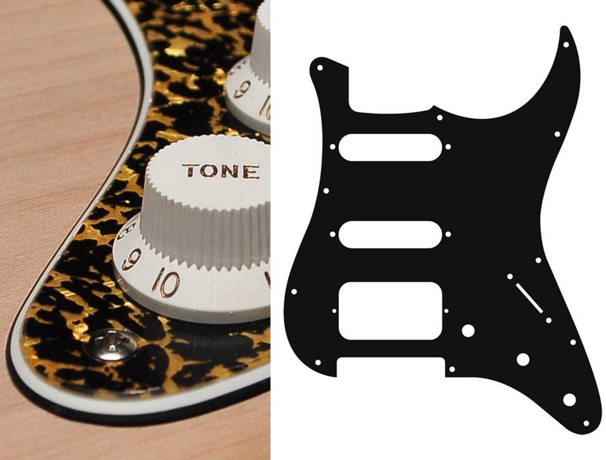 Boston ST-323-RP pickguard, Stallion, SSH, 3 pot holes, 3-5 switch, 3 ply, tiger pearl