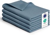 Blumtal® Theedoeken 50x70 cm- Set van 4 - Theedoeken katoen 100% - Keukendoeken wasbaar op 60 °C - Keuken handdoeken katoen - Keukendroogdoeken - Wafeldoeken - Vaatdoeken - Lichtblauw
