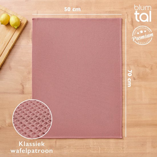 Blumtal® Essuies de vaisselle 50x70 cm - Set de 4 - Essuies de vaisselle coton 100% - Torchons de cuisine lavables à 60 °C - Torchons de Cuisine en coton - Torchons de cuisine - Torchons gaufrés - Torchons - Rose