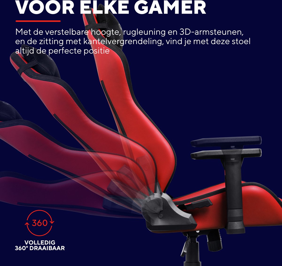 Trust GXT 714R Ruya Gaming Stoel Ergonomisch Rood - afbeelding 3
