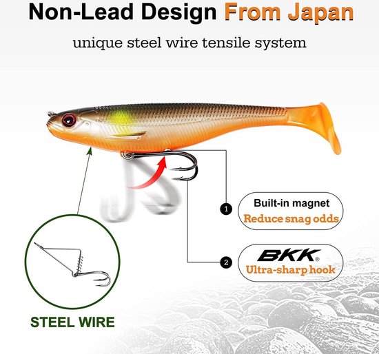 Zachte swimbaits - Snoek kunstaas met Ultra-Scherpe BKK of VMC Vishaken - Japanse formule Zoutwater & Zoetwater Forel Snoek Walleye Baars Jigs — afbeelding 3