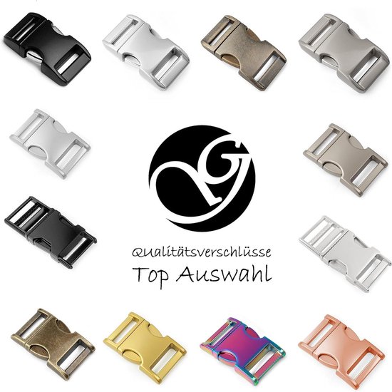 Ganzoo metalen kliksluiting Alumaxx 3/8 inch (10mm) set van 2, steeksluiting/klipgesp voor paracord armbanden, hondenhalsband, rugzakband, poedercoat zwart mat, voor riemen koorden tassen en Ganzoo metalen kliksluiting Alumaxx 3/8 inch (10mm) set van 2, steeksluiting/klipgesp voor paracord armbanden, hondenhalsband, rugzakband, poedercoat zwart mat, voor riemen koorden tassen en