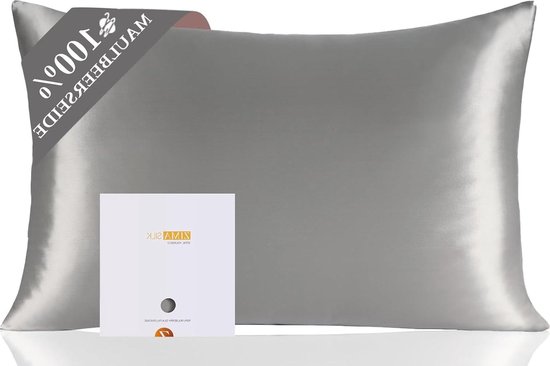 LULUSILK 100% natuurzijden kussensloop – pure moerbeizijde – voor haar en huid – anti-rimpel – met rits – 1 stuk – 40x60 cm – lichtblauw