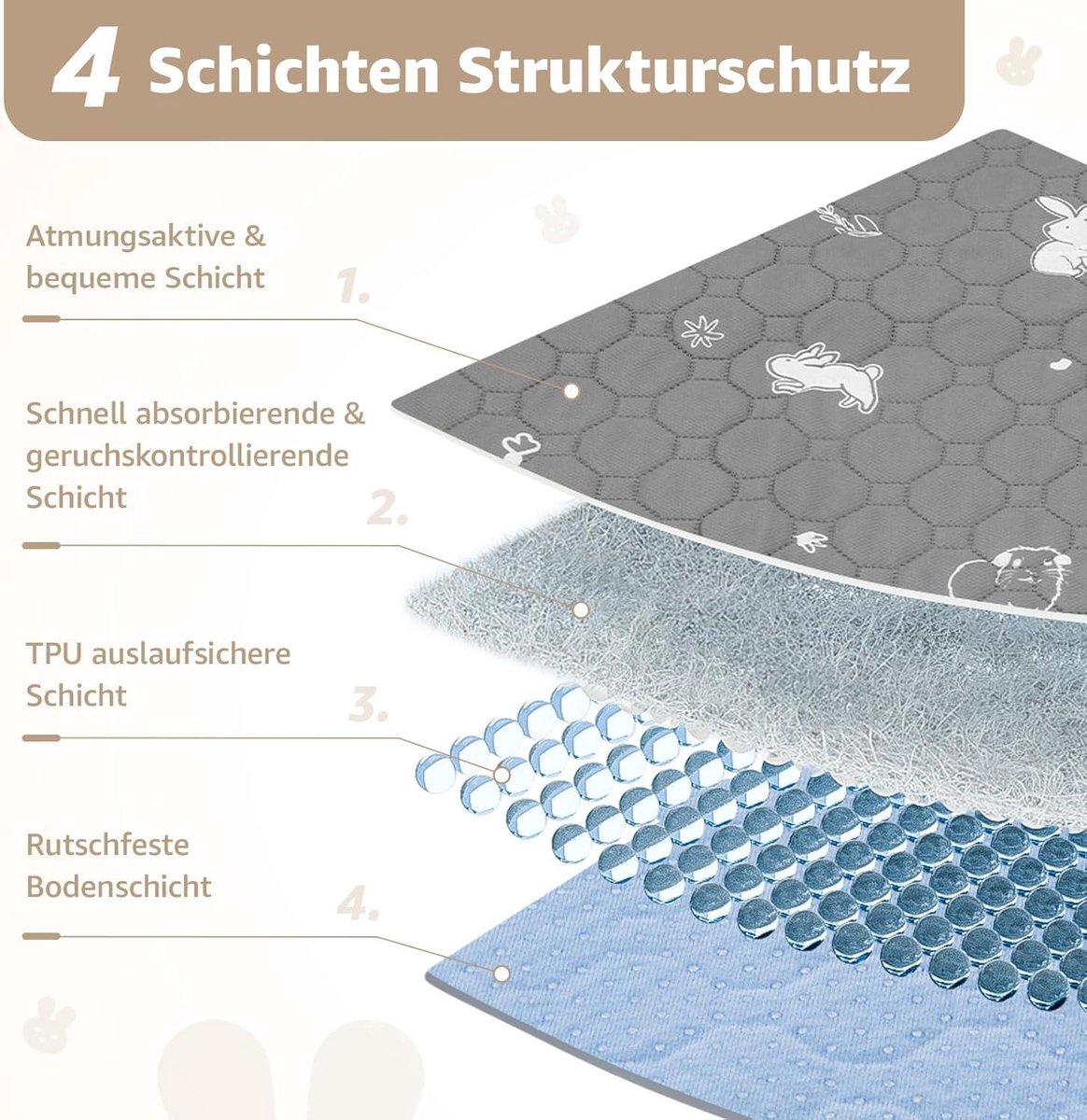 Konijnenluiers: materiaal, wasbaar, herbruikbaar, comfortabele pasvorm
