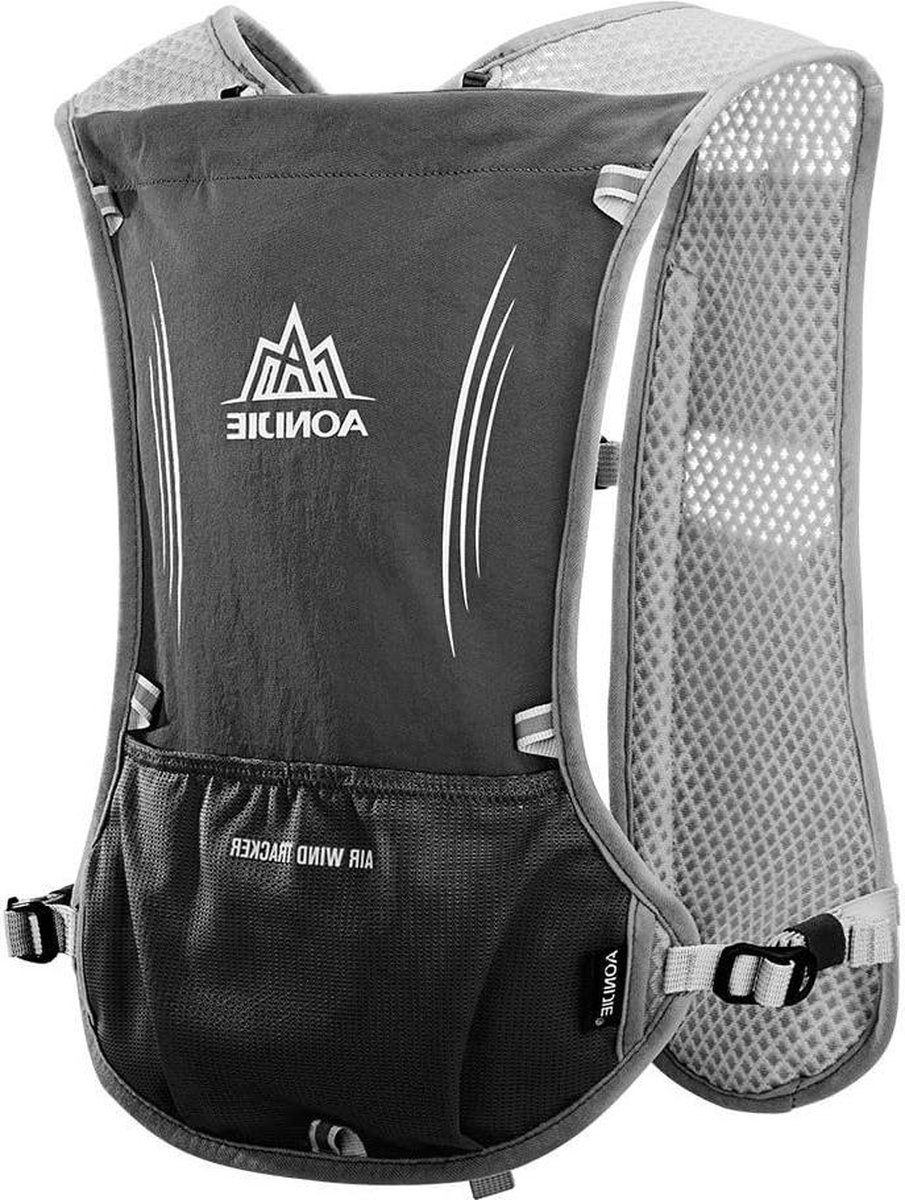 Azarxis Hydratatierugzak, 5 l, hydratatievest, trailtas, licht, voor heren en dames, fietsen, wandelen, klimmen, hardlopen (zwart, met waterzak (1,5 l